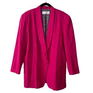 Michelle Stuart Vintage Blazer Womens Medium Bright Magenta Pink VTG Jacket